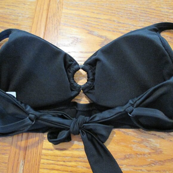 Bar III Women's Resort Solids Ring-Detail Tie-Back Bikini Top NWT Sz M - Picture 5 of 8